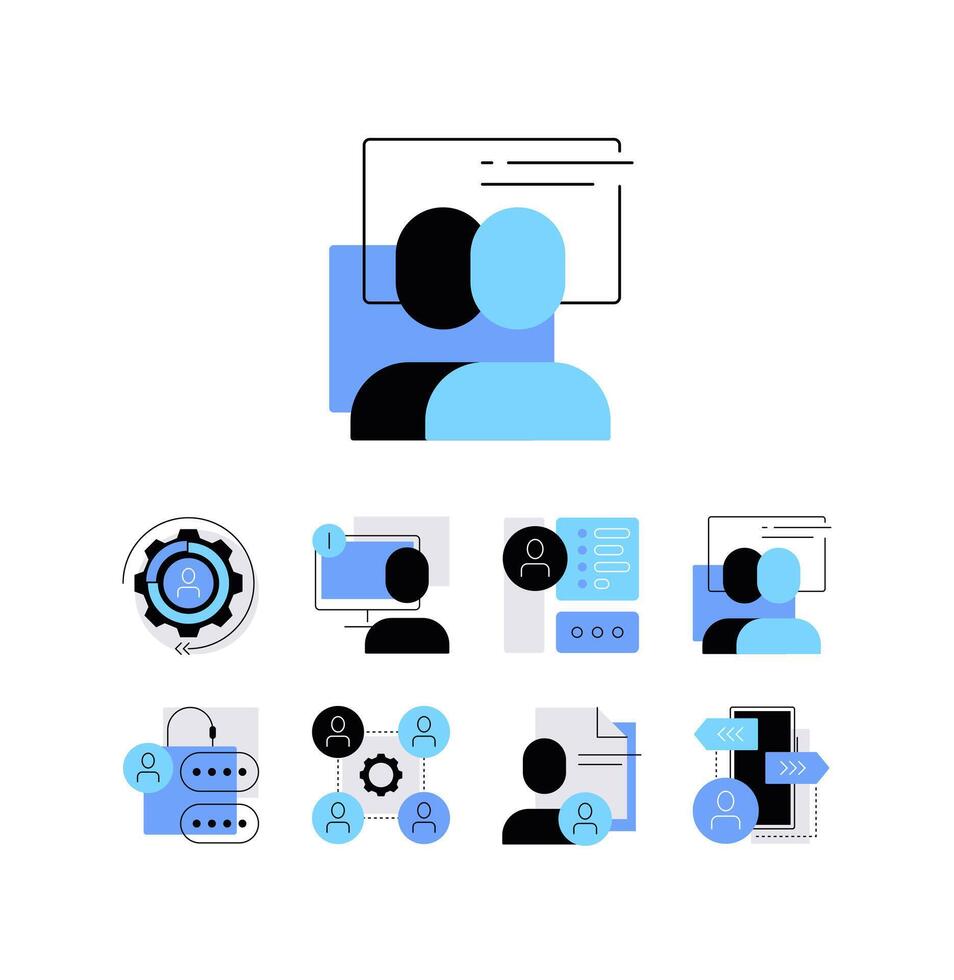 User experience and web projects development. Set of flat icons. Infographic elements for apps, web designs vector