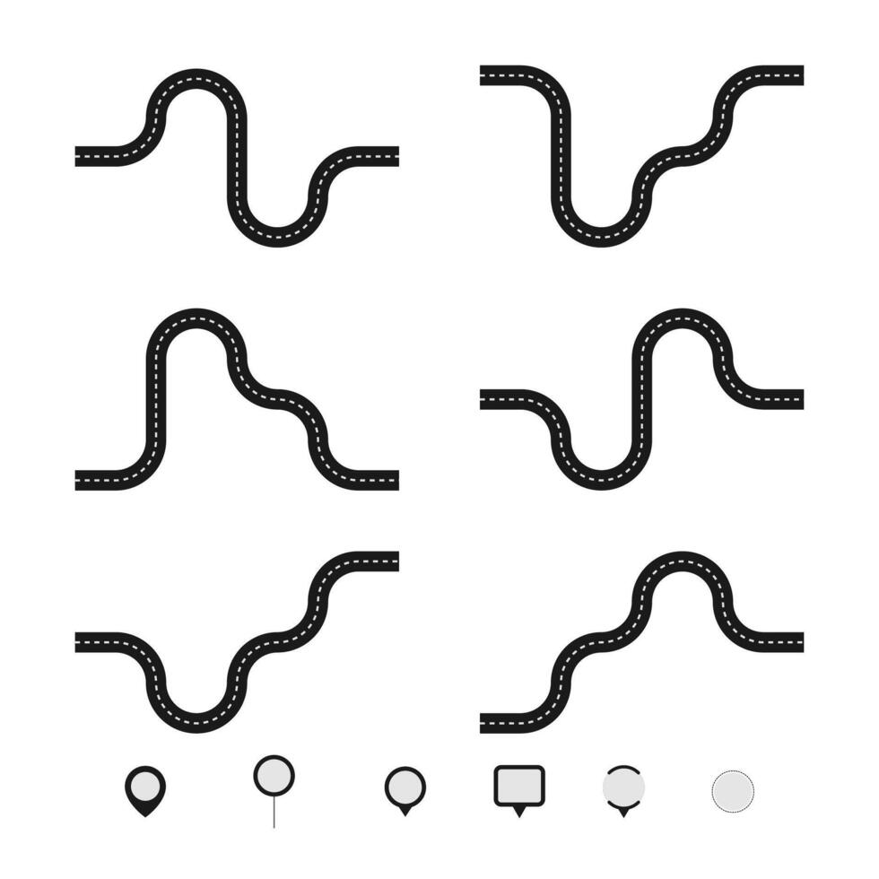 Road or street collection with icon point for element roadmap infographic vector