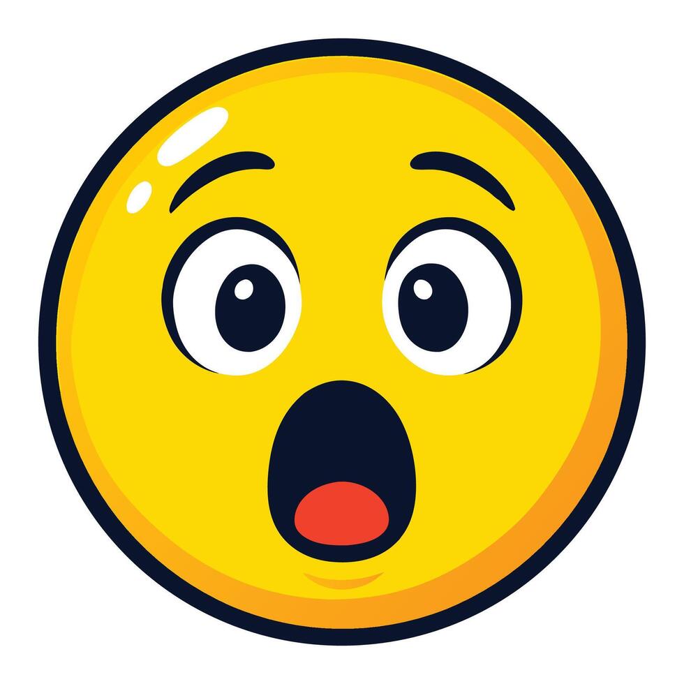 Vibrant Surprised Emoji Illustration with Expressive Face and Glossy Highlights for Stickers and Reactions vector