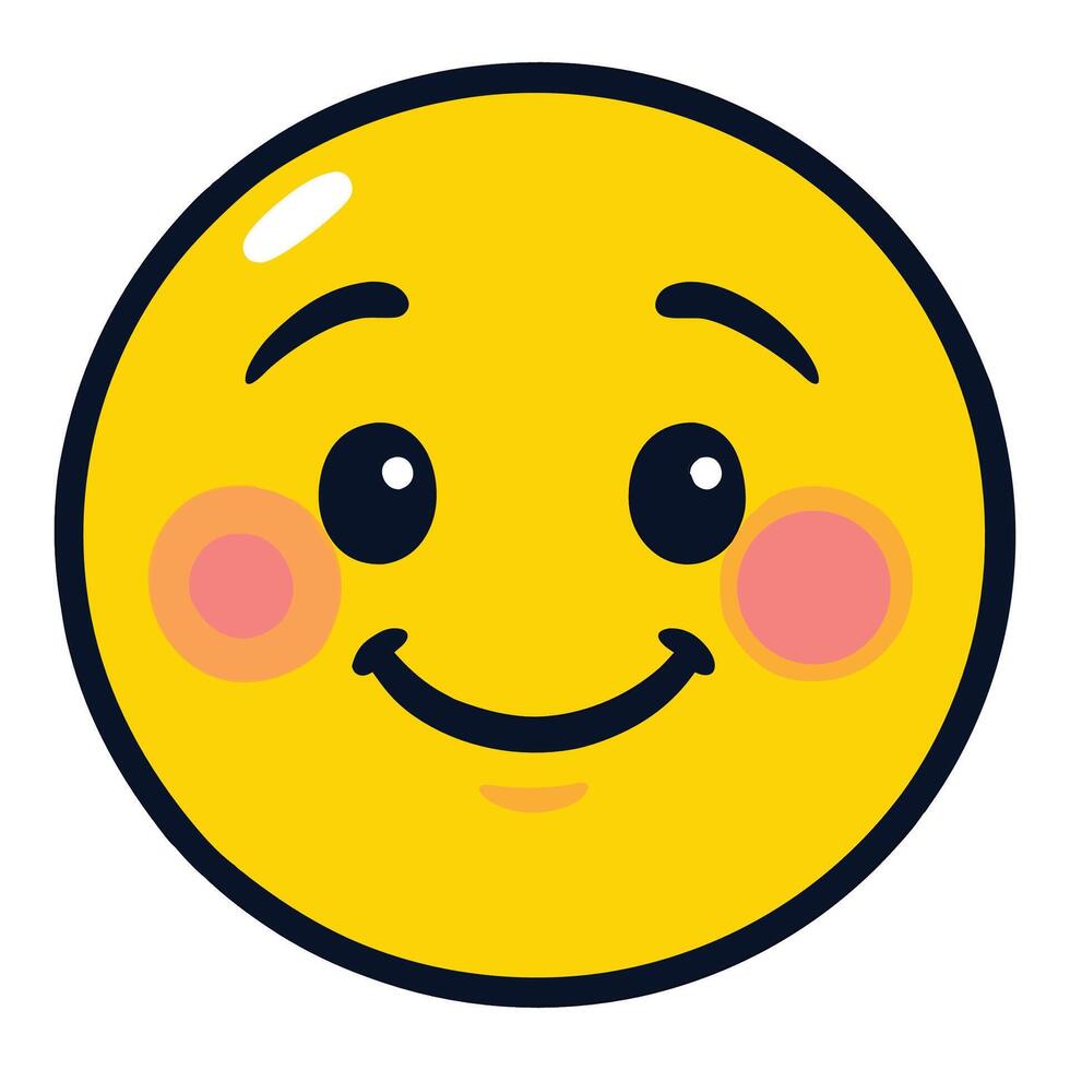 Blushing Emoji Illustration with Rosy Cheeks and Shy Smile on White Background vector