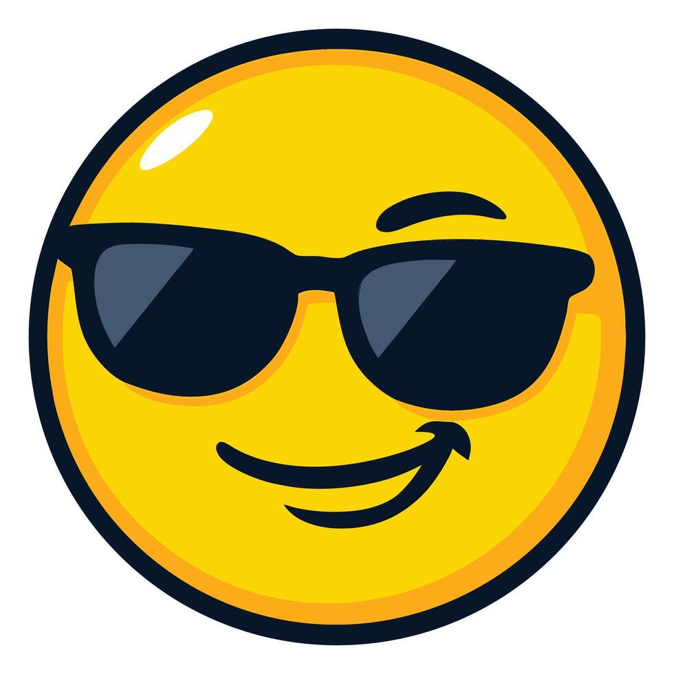 Cool Sunglasses Emoji Illustration with Confident Smirk and Vibrant Yellow Face vector