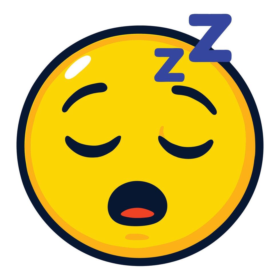 Sleepy Emoji Illustration with Droopy Eyelids and Floating Z, Cartoon Style, Bedtime Mood Sticker vector
