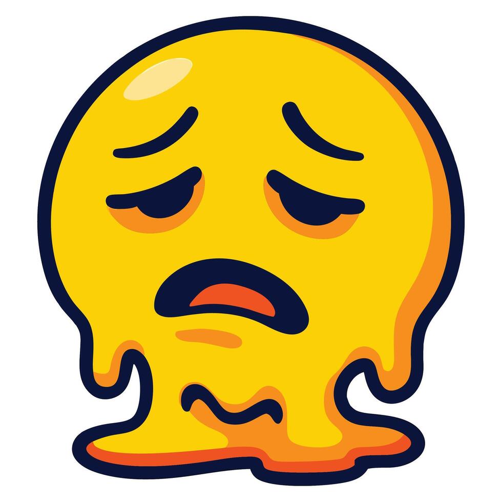 Melting Face Emoji Illustration in Bold Cartoon Style Representing Heat and Exhaustion vector