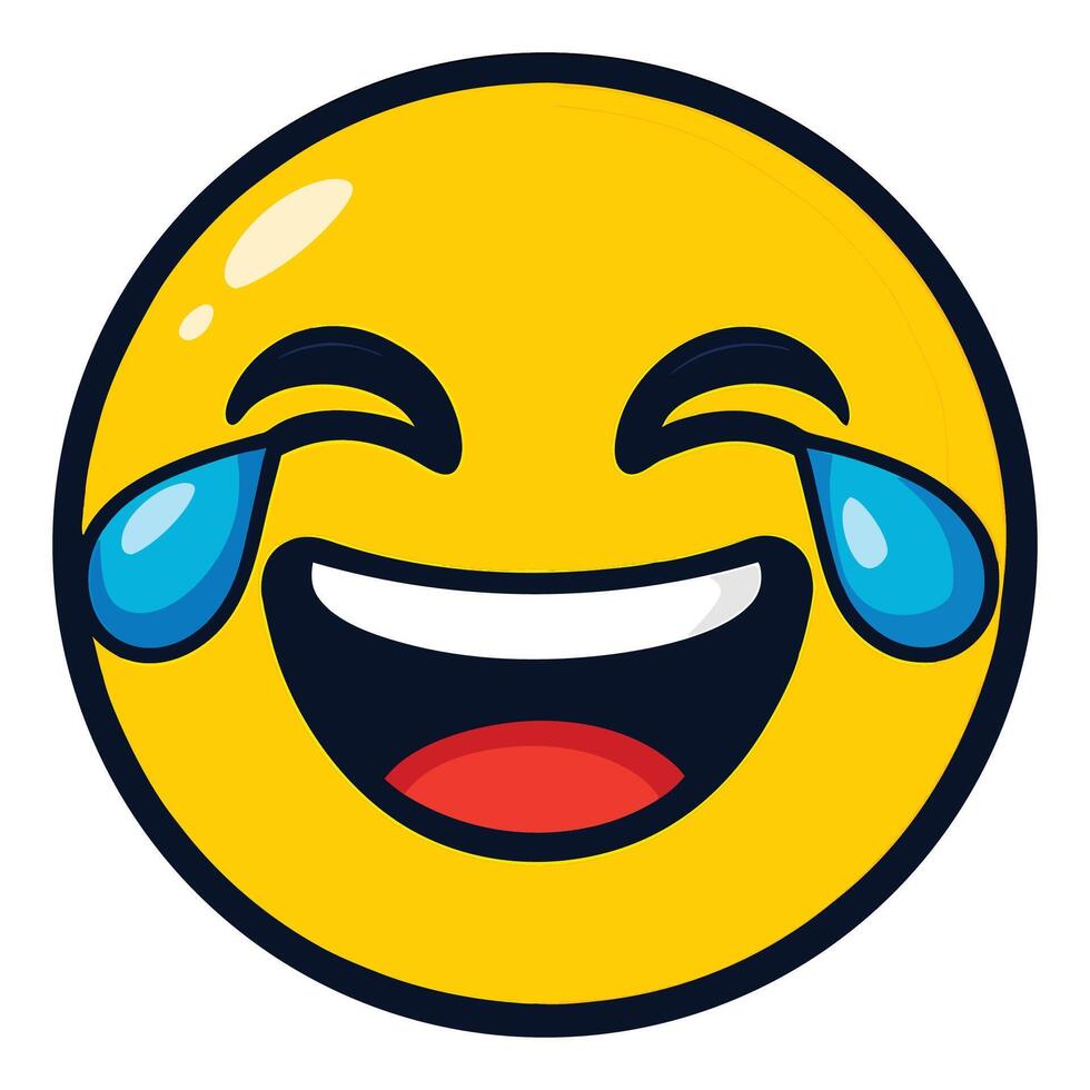 Vibrant Laughing Emoji Illustration with Tears of Joy Cartoon Design High Resolution vector
