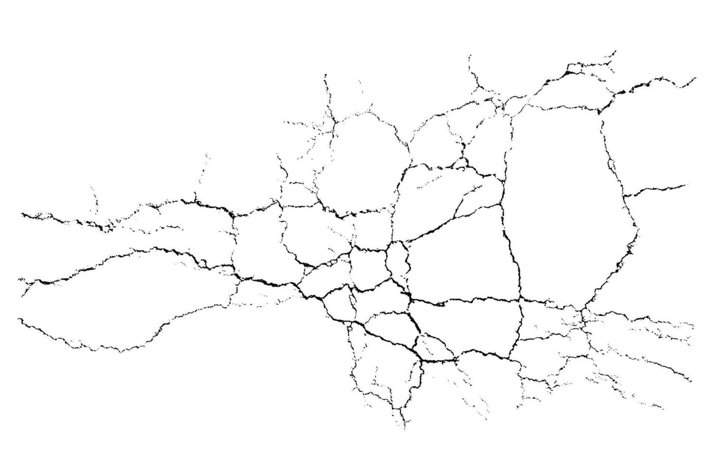 Complex natural crack element on white background as an overlay structure. Organic grunge one color surface. vector