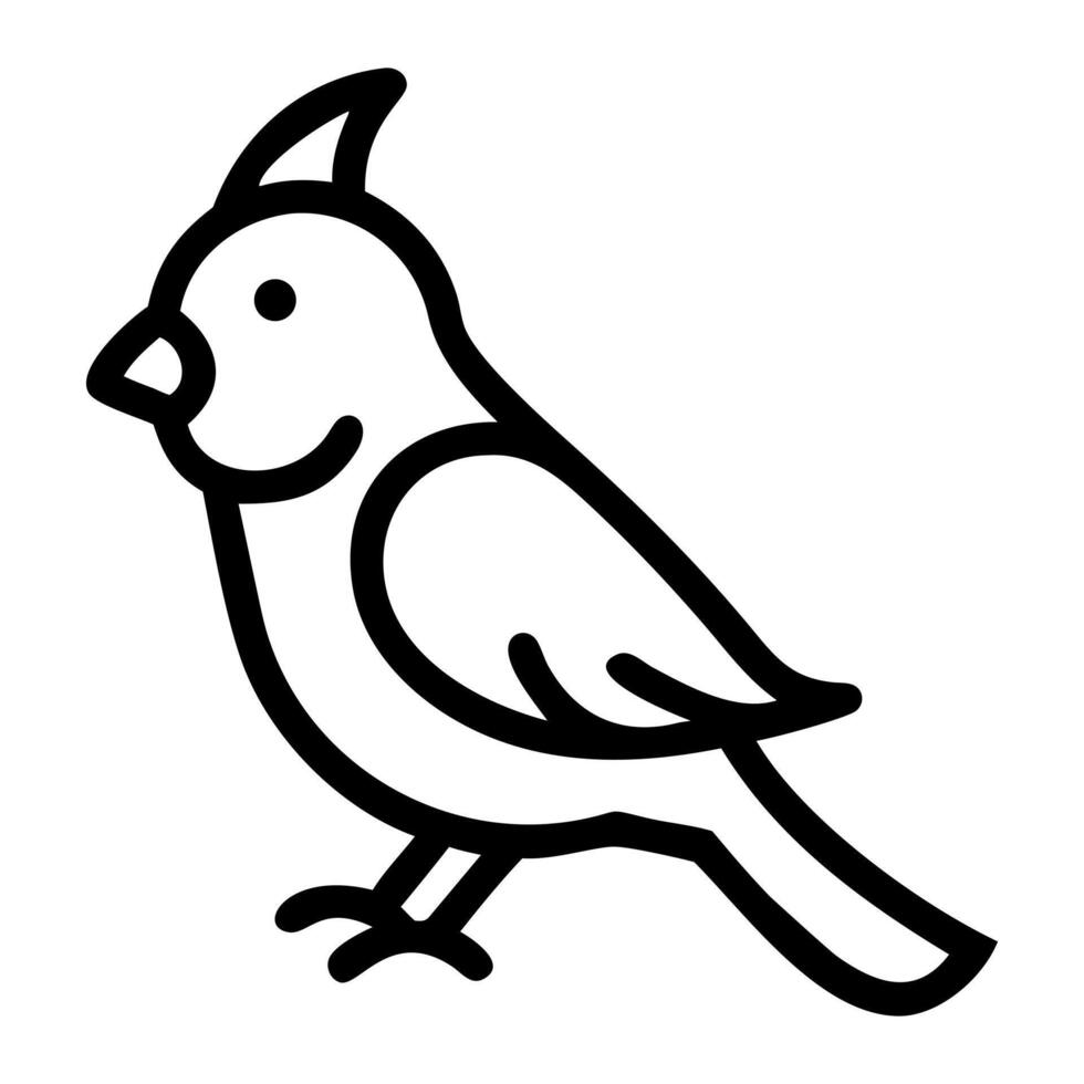 northern cardinal bird line art icon illustration vector