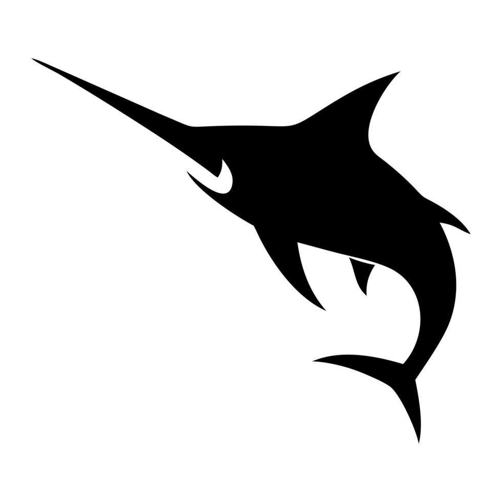 black silhouette of a swordfish jumping vector