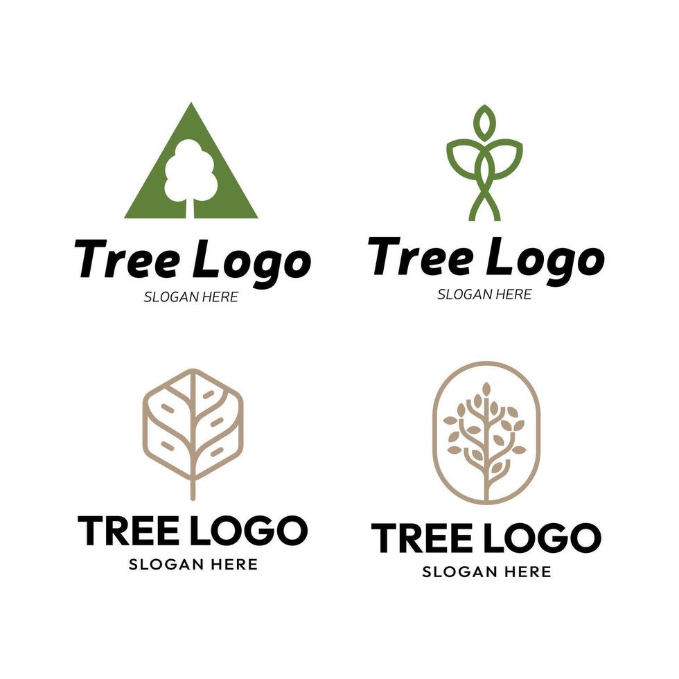 Tree logo design set vector