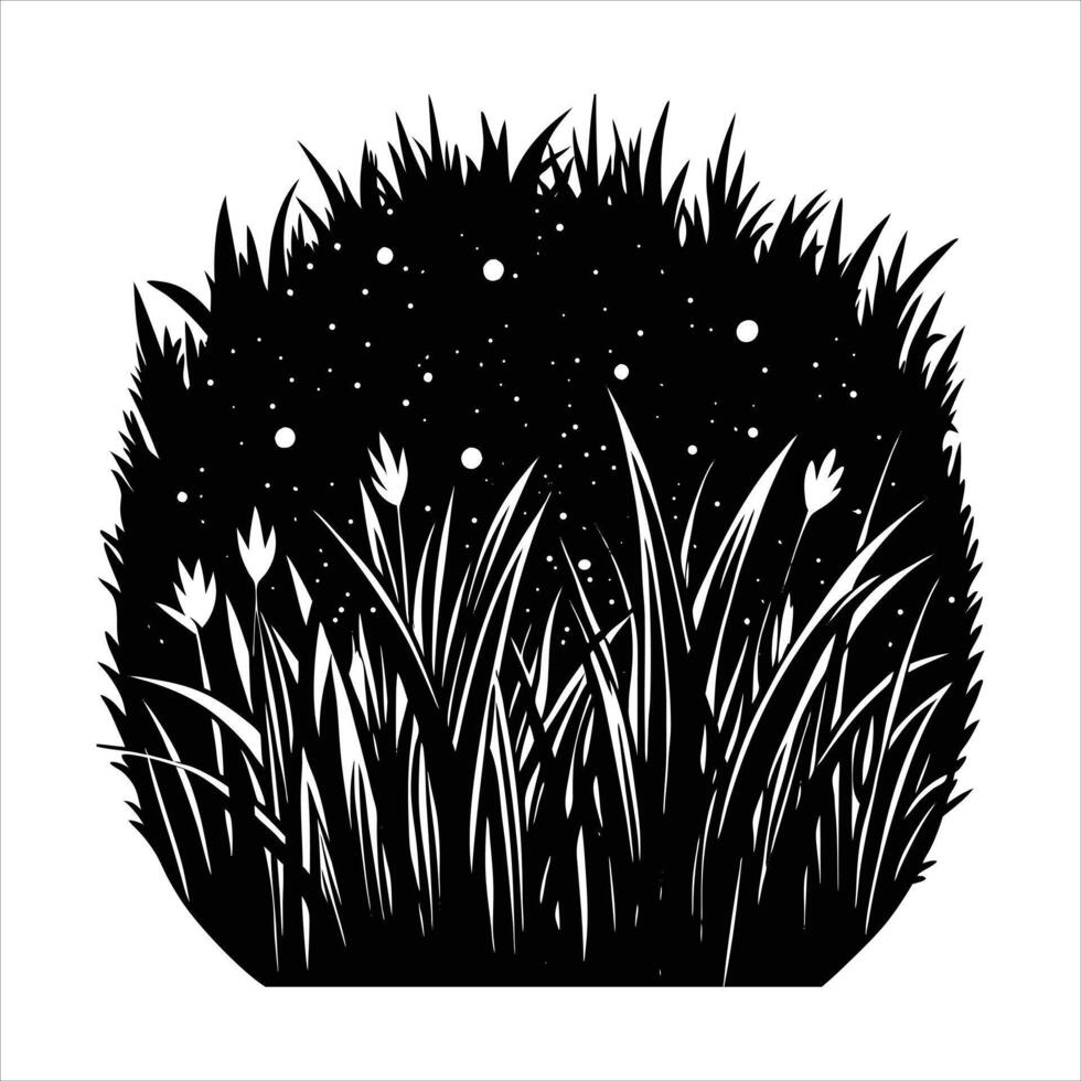 Fireflies Night Grass vector
