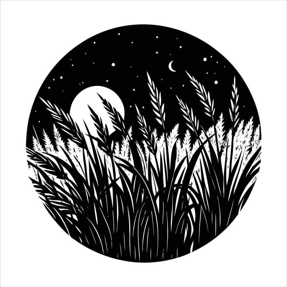 Moonlight On Grass vector