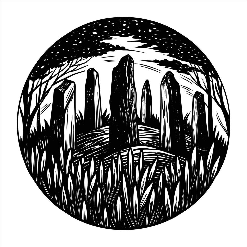 Grass Around a Stone vector