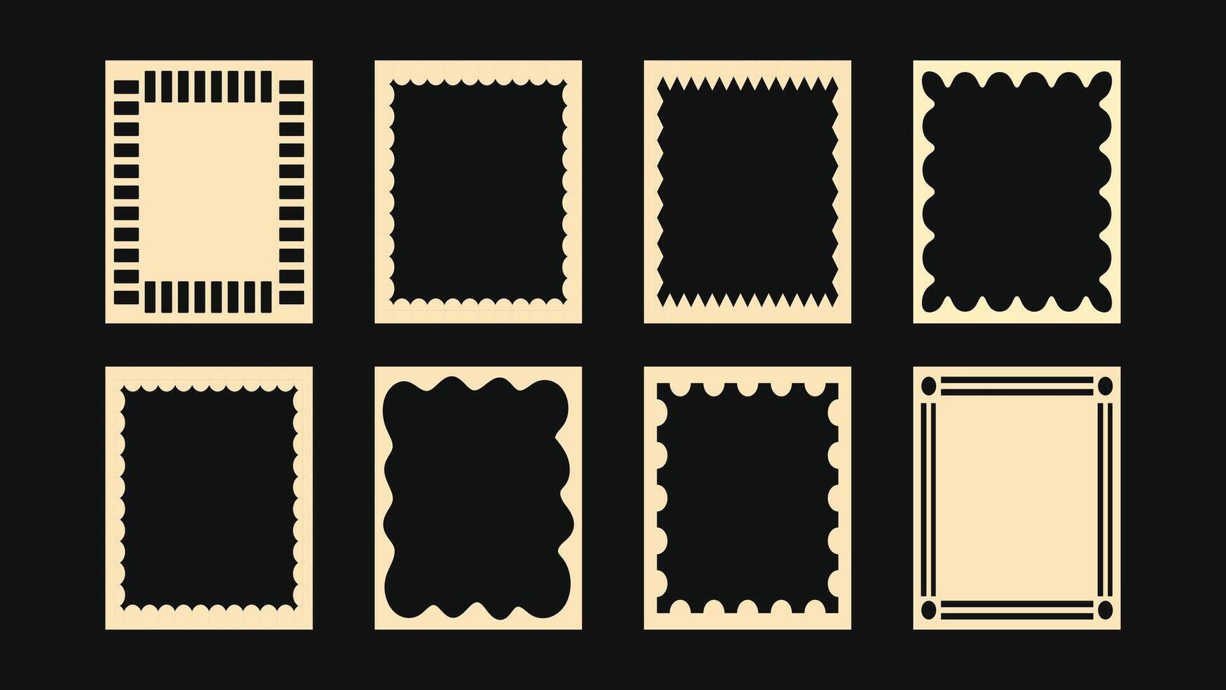 Hand drawn set of decorative frames and borders in cut out marine style perfect for birthday cards, wedding invitations, sea-themed prints and greeting templates with copy space vector
