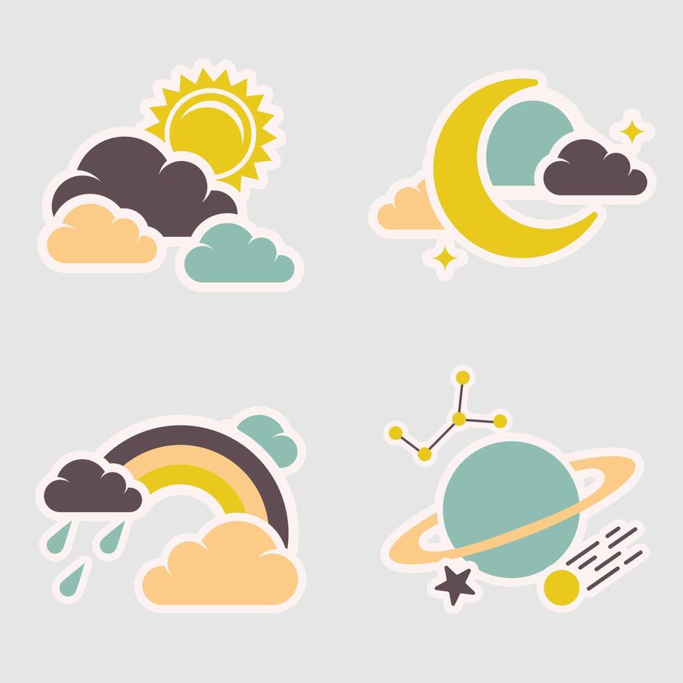 retro sky nature element vector