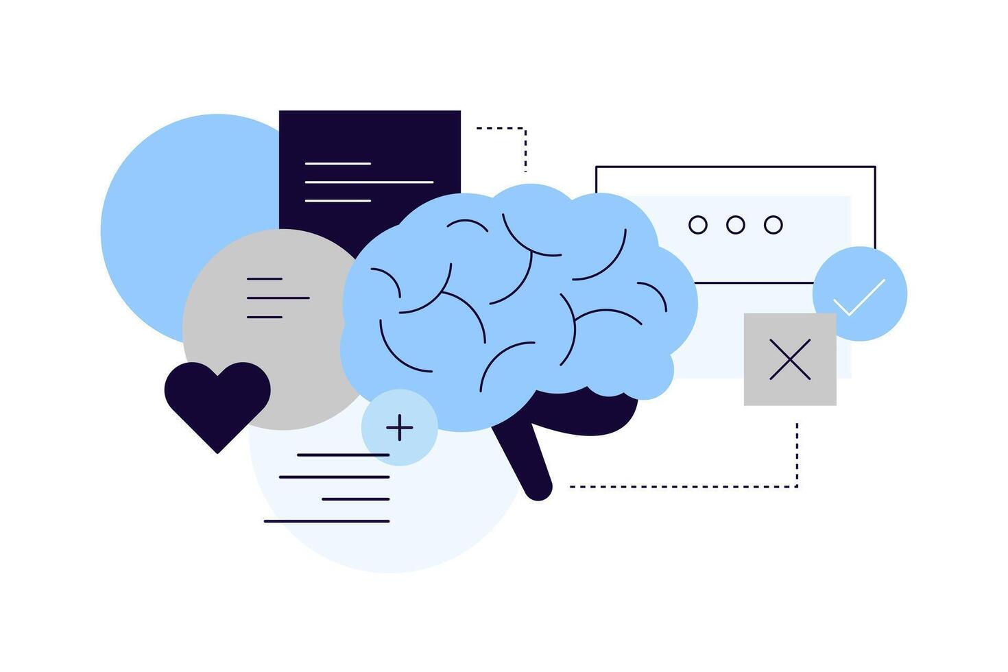 Thinking process. Solution searching, comparing, conclusion vector