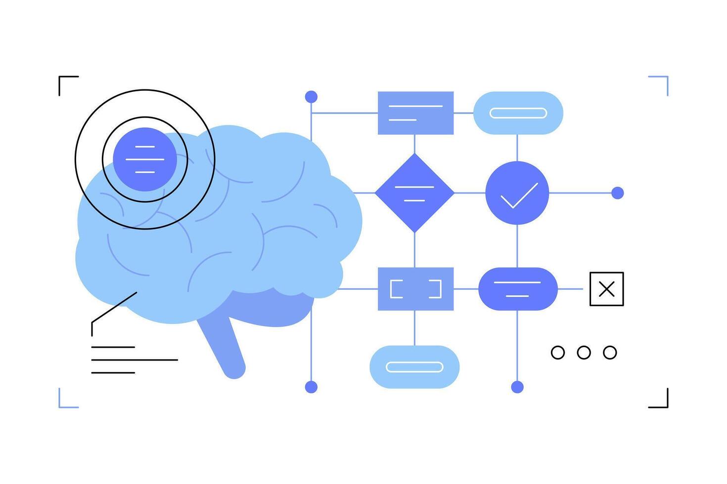 Brain activity. Mind algorithms. Thinking. Artificial intelligence. Modern web banner vector