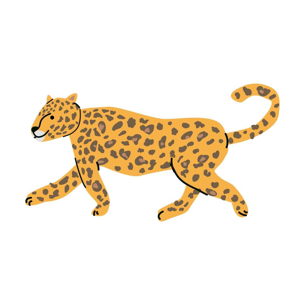Colorful tropical animals with playful leopard for nature and wildlife themes vector