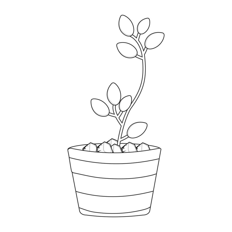 Abstract Stylized Plant in Pot Line Art symbol Illustration vector