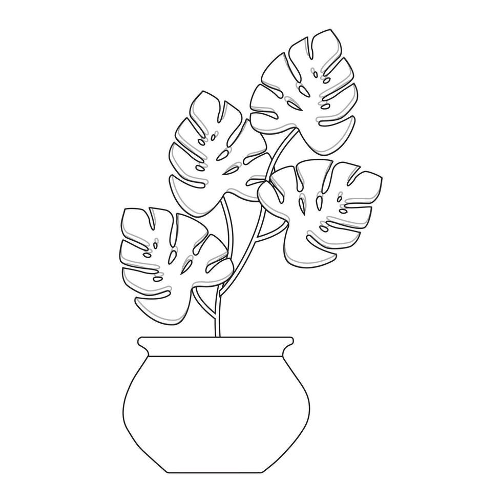 Clean Line Work Plant Drawing with Minimal Abstract Details vector