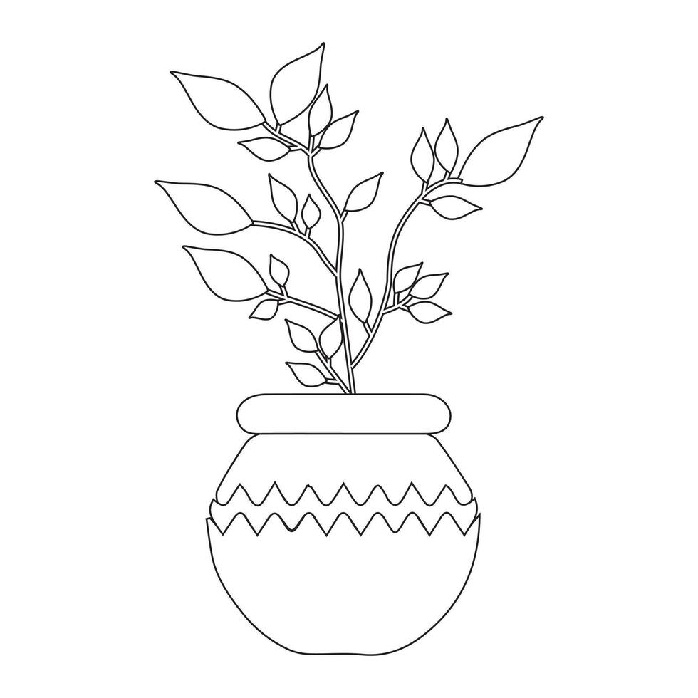 Vectorized Minimal Plant in Pot Line Drawing for Decor vector