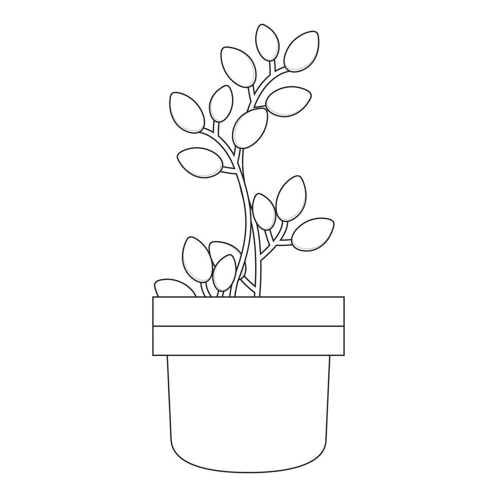 a drawing of a plant in a pot vector