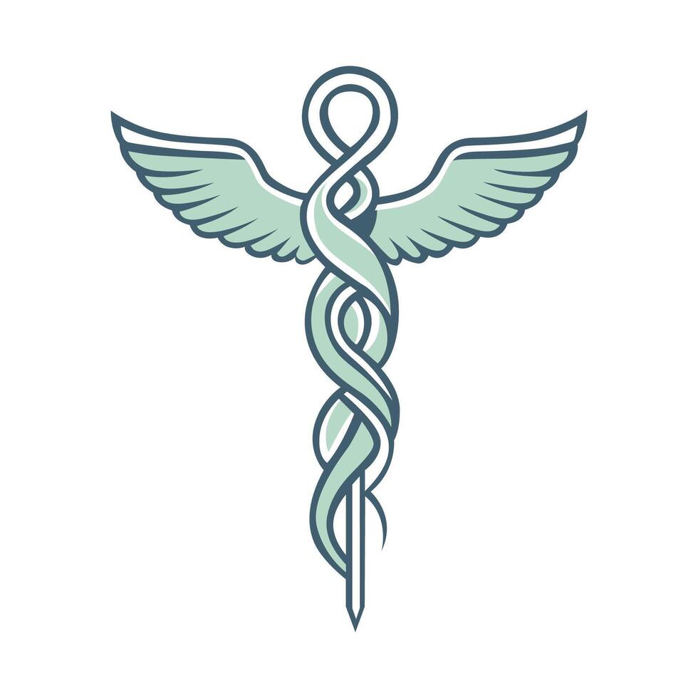 Medical Caduceus Symbol with Intertwined Snakes and Wings vector