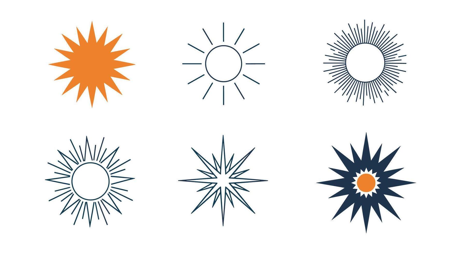 Diverse Sunburst Designs A Collection of Radiant and Abstract Star Illustrations vector