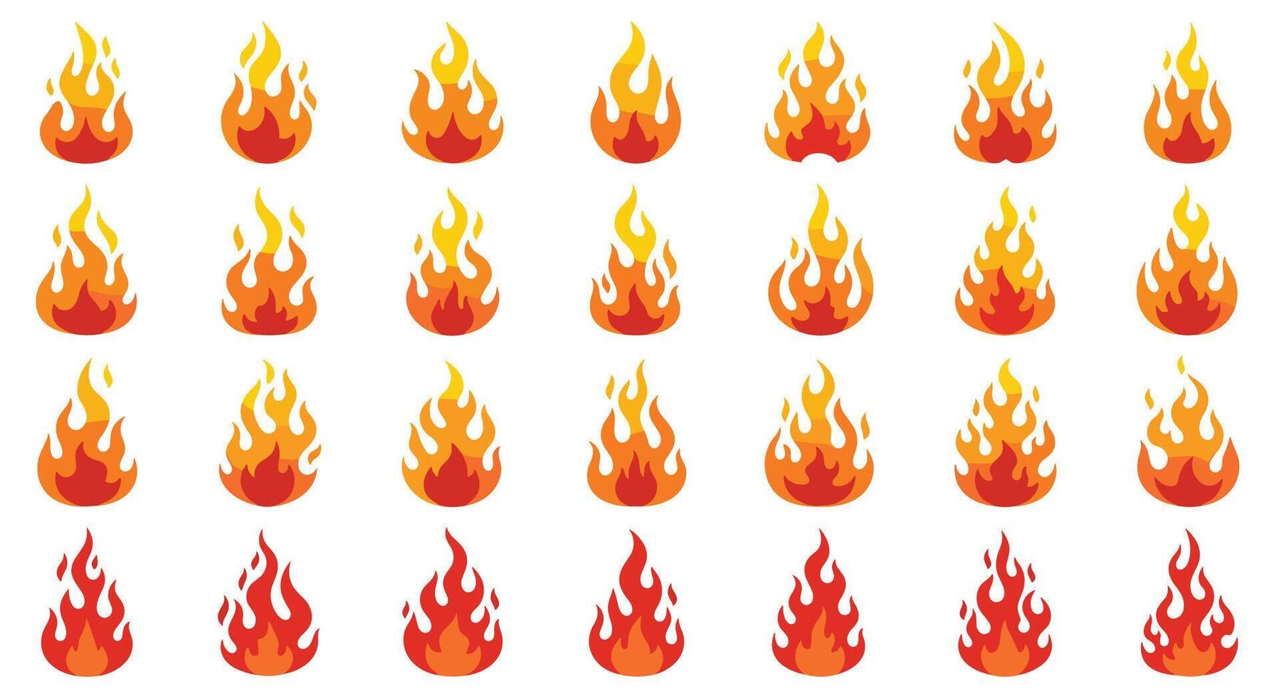 Fire Flames Graphic Elements Set of Different Shapes For Design Flat Style vector