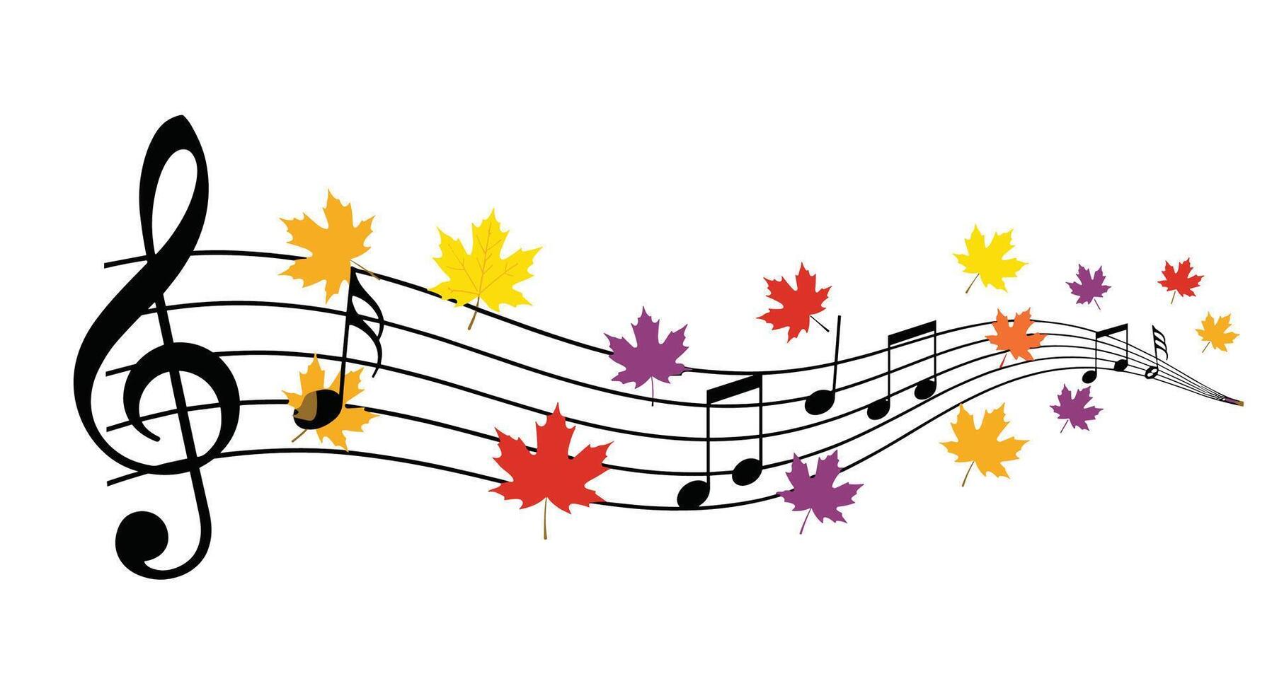 Autumn Symphony A Melodic Tapestry of Falling Leaves and Music Notes Harmony vector