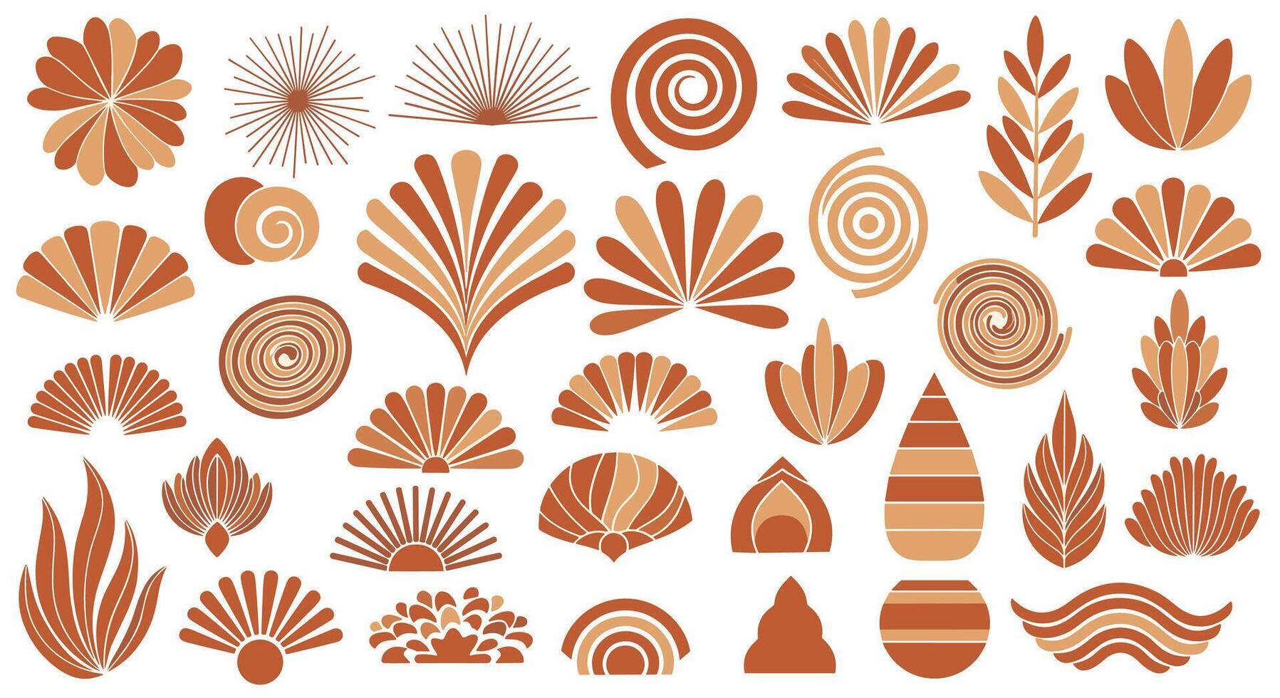 An Assortment of Abstract Botanical Inspired Shapes Depicting Nature and Artistic Forms vector