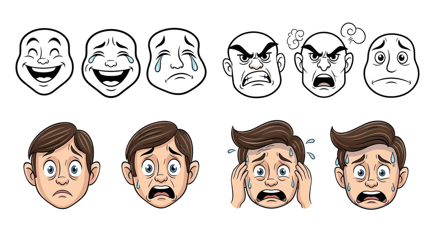 Exploring the Spectrum of Human Emotions from Joy to Fear and Sadness vector