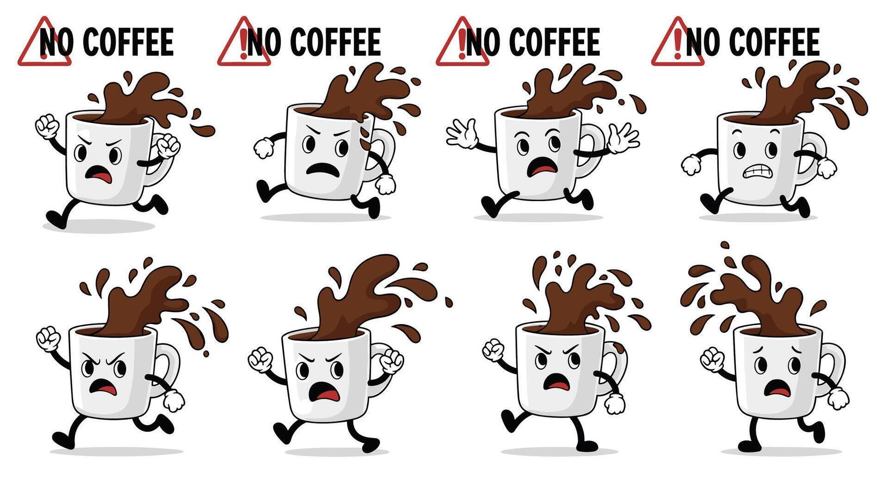 Coffee Deprivation Cartoon Character Series Illustrations for Various Digital Media Projects and Designs vector