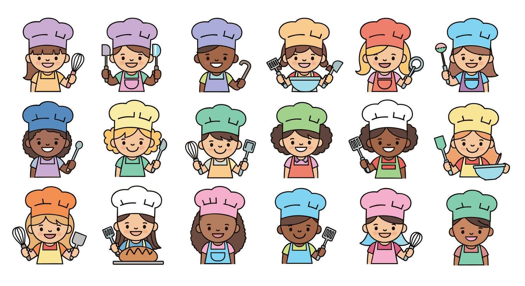Celebrating Diversity Culinary Talents A Group of Child Chefs from Around the World vector