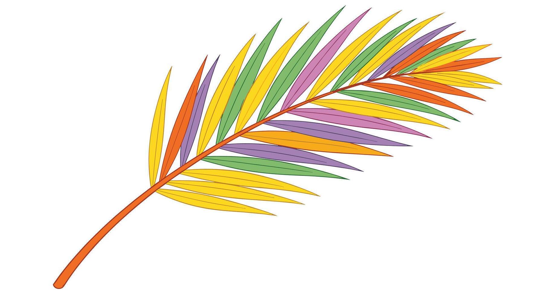 Colorful Palm Leaf Illustration with Vibrant Tones for Artistic and Tropical Designs vector