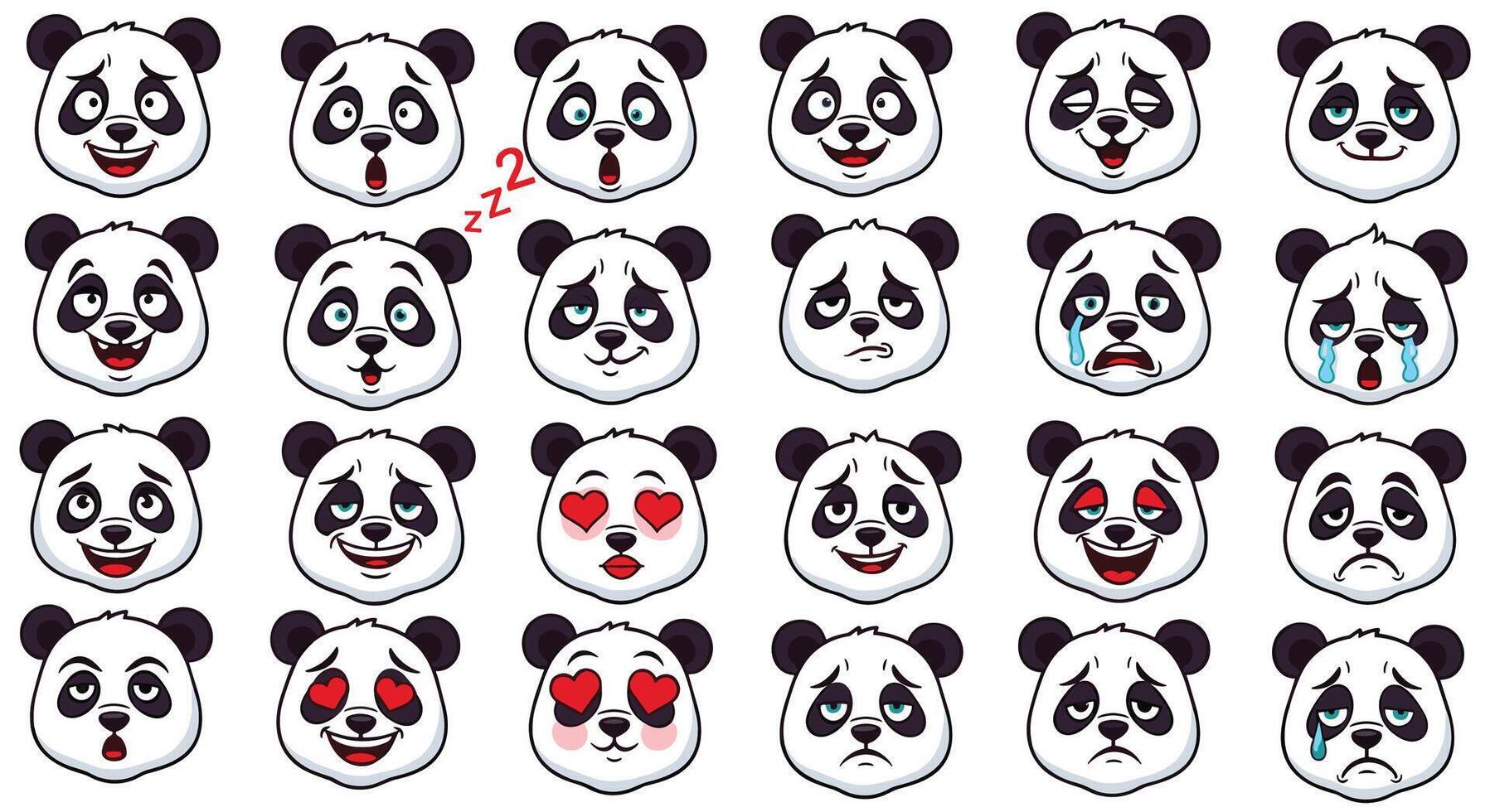 An Exploration of the Myriad Emotions Expressed Through Panda Emoticons and Facial Expressions vector