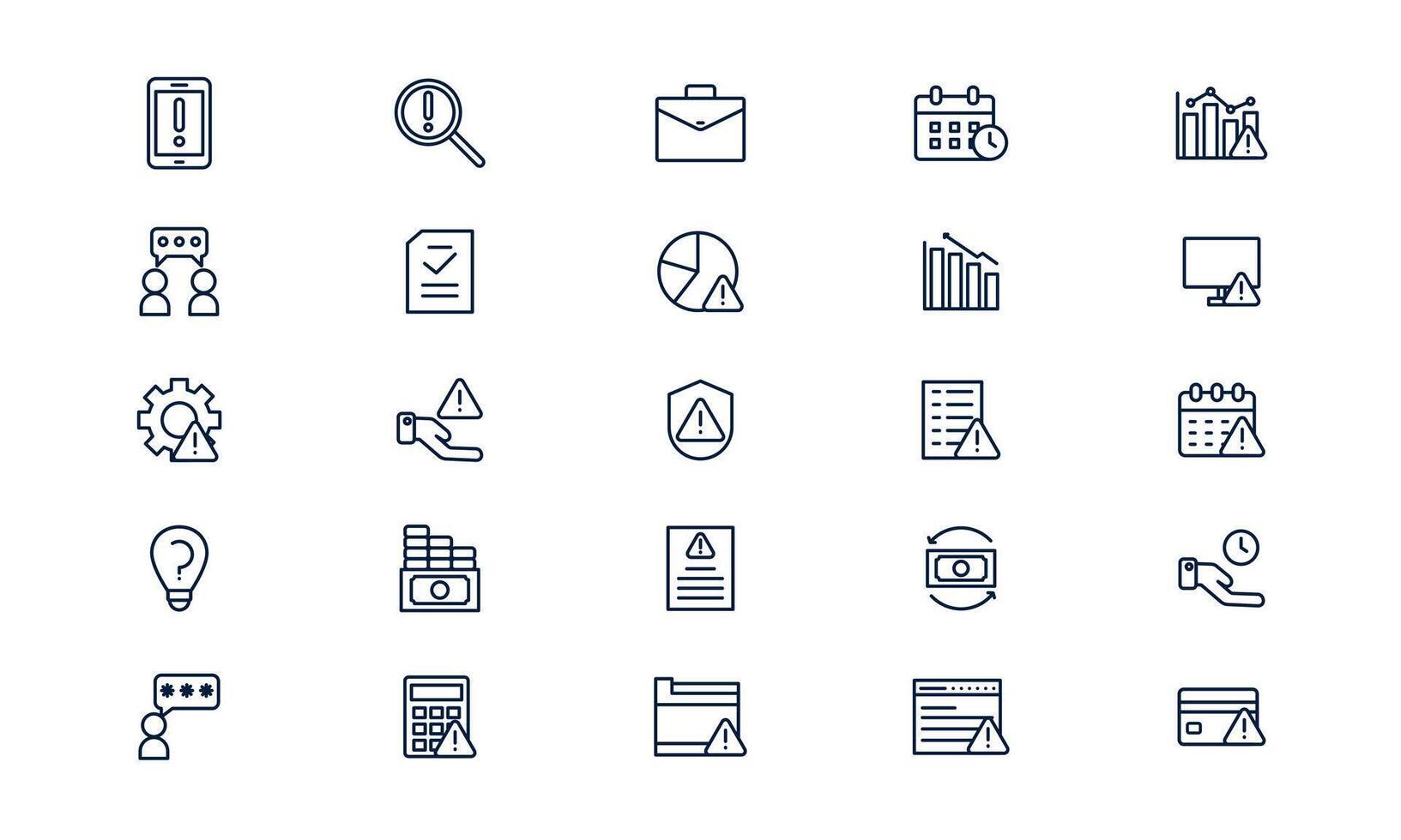 Business risk icon representing uncertainty, financial danger, and strategic challenge in outline style vector