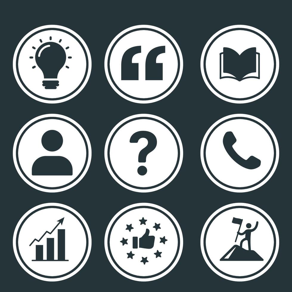 Collection of Circular Icons Representing Various Concepts vector