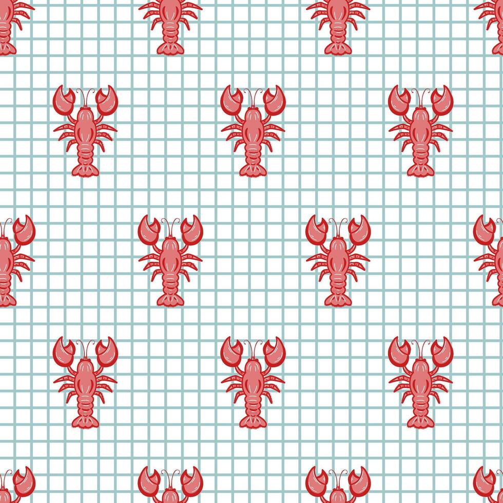 Hand drawn seamless pattern of lobster. Fun print for trendy summer clothes vector
