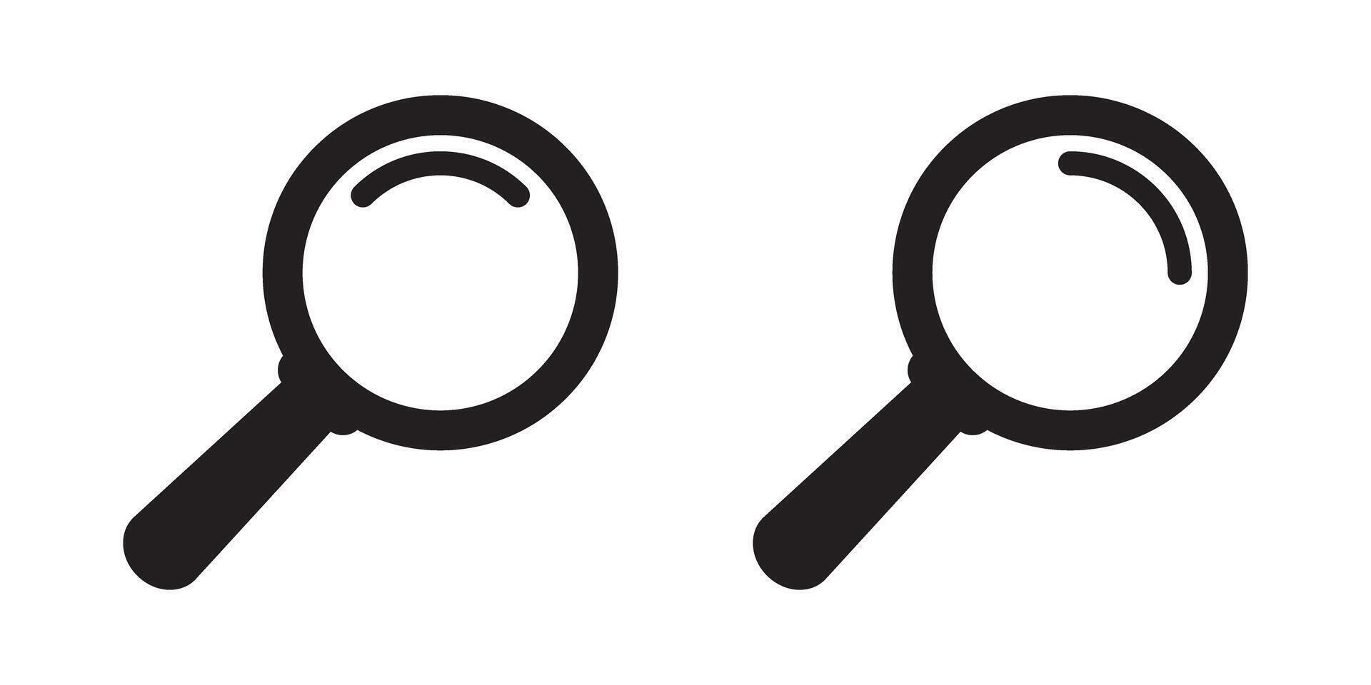 Search icons. Magnifying glass icon, magnifier icon. vector