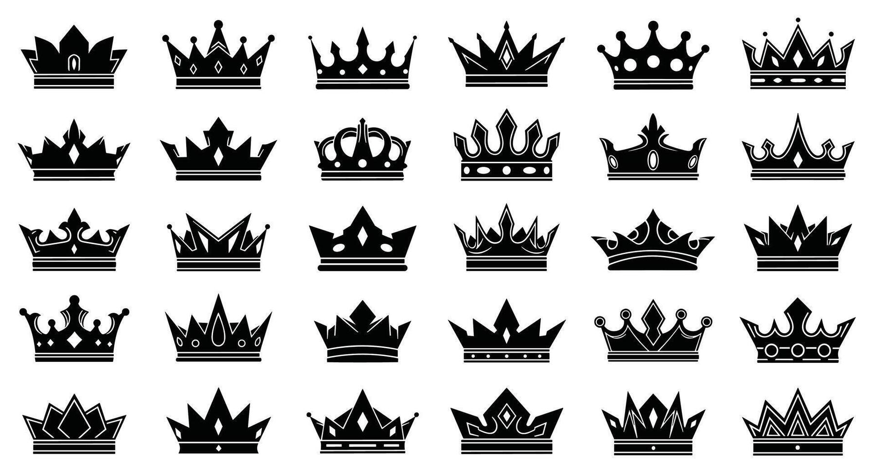 A Royal Collection Diverse Styles and Designs of Regal Crowns Representing Power vector