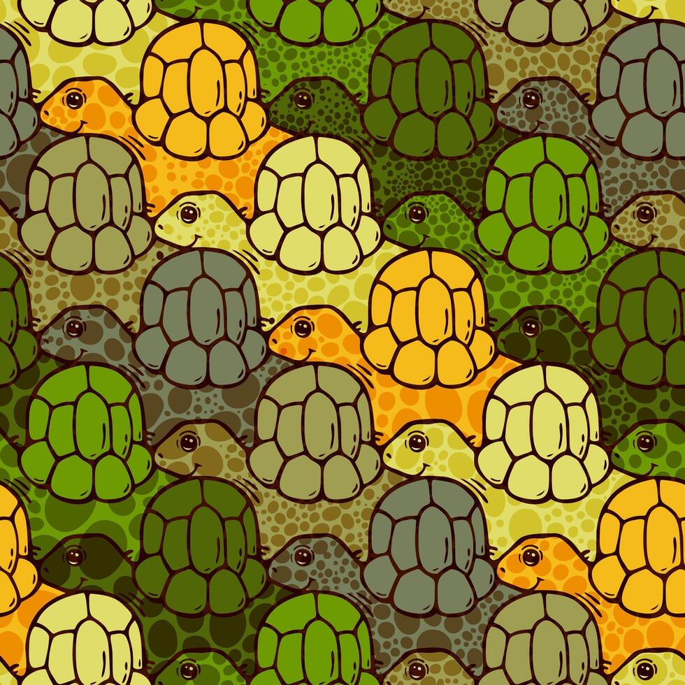Summer turtle tessellation pattern with diagonal color flow vector