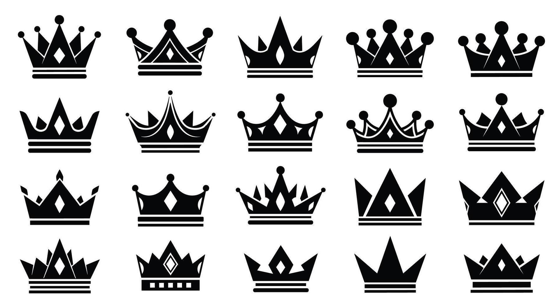 Collection of Exquisite Crown Illustrations An Array of Regal Symbolism and Ornamentation vector