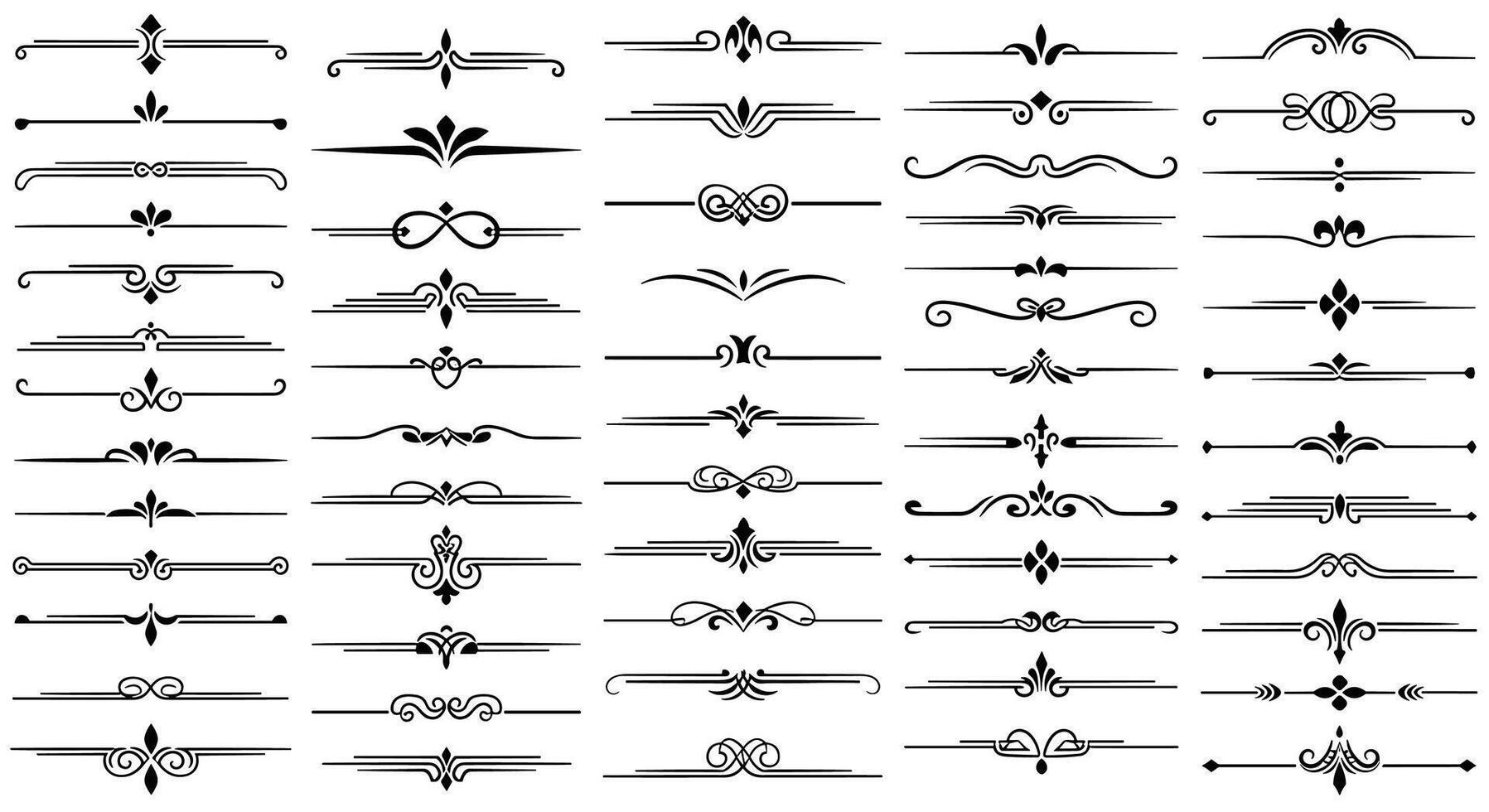 Artistic Ornament Collection Intricate Decorative Dividers Borders Frames and Design Elements for Creative Projects vector