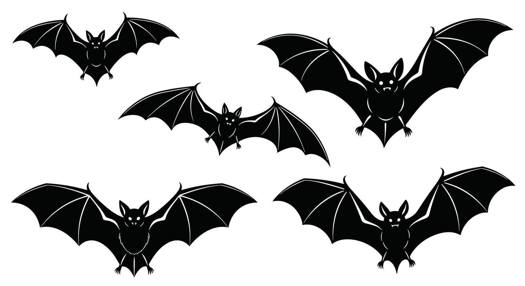 A Nighttime Chorus Five Echolocating Bats Soaring Across the Sky During the Evening Hours vector