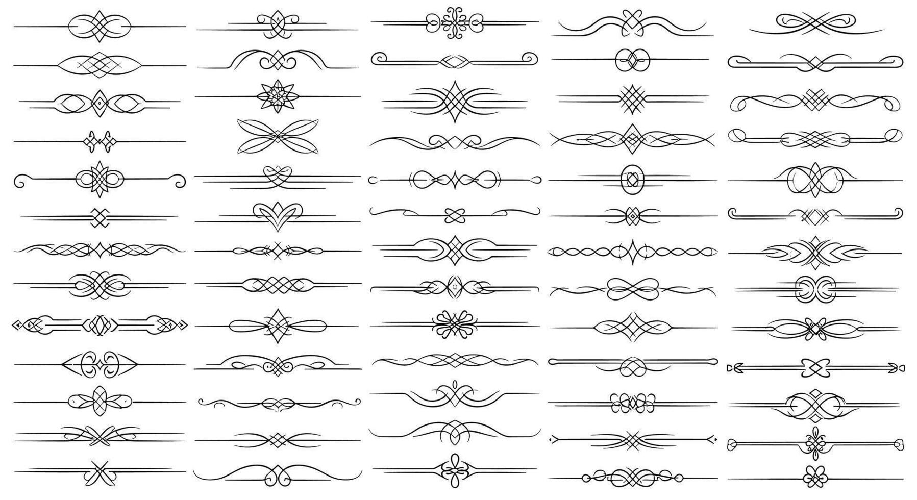 Collection of Decorative Ornamental Lines Dividers and Borders Flourishes for Design Elements Projects vector