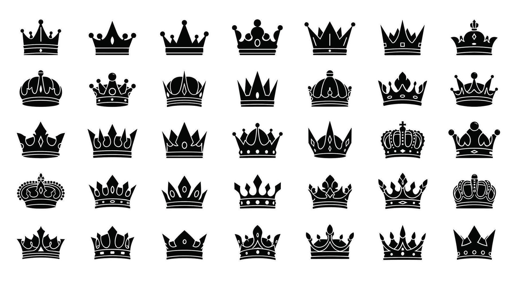 A Collection of Intricate Crown Designs Showcasing Royalty Power and Symbolism Over Centuries vector