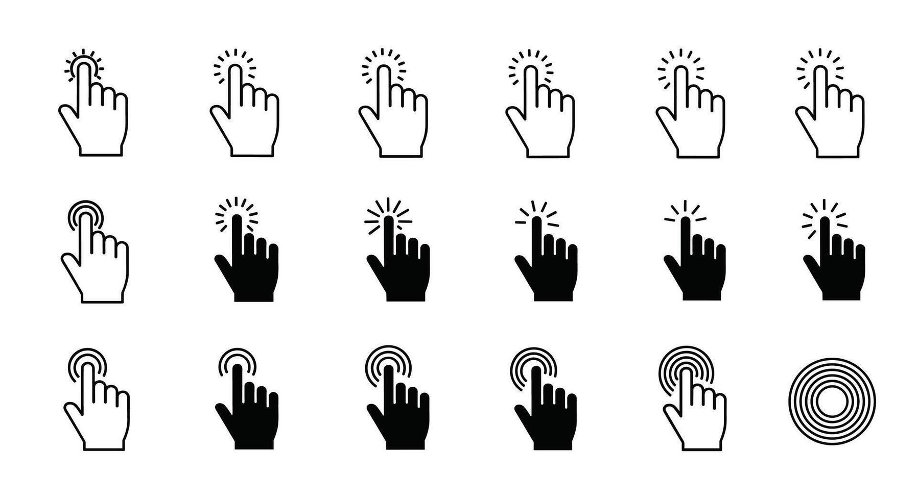 Illustrations of Hands Making Selection or Click Gestures Collection Set of Icons vector