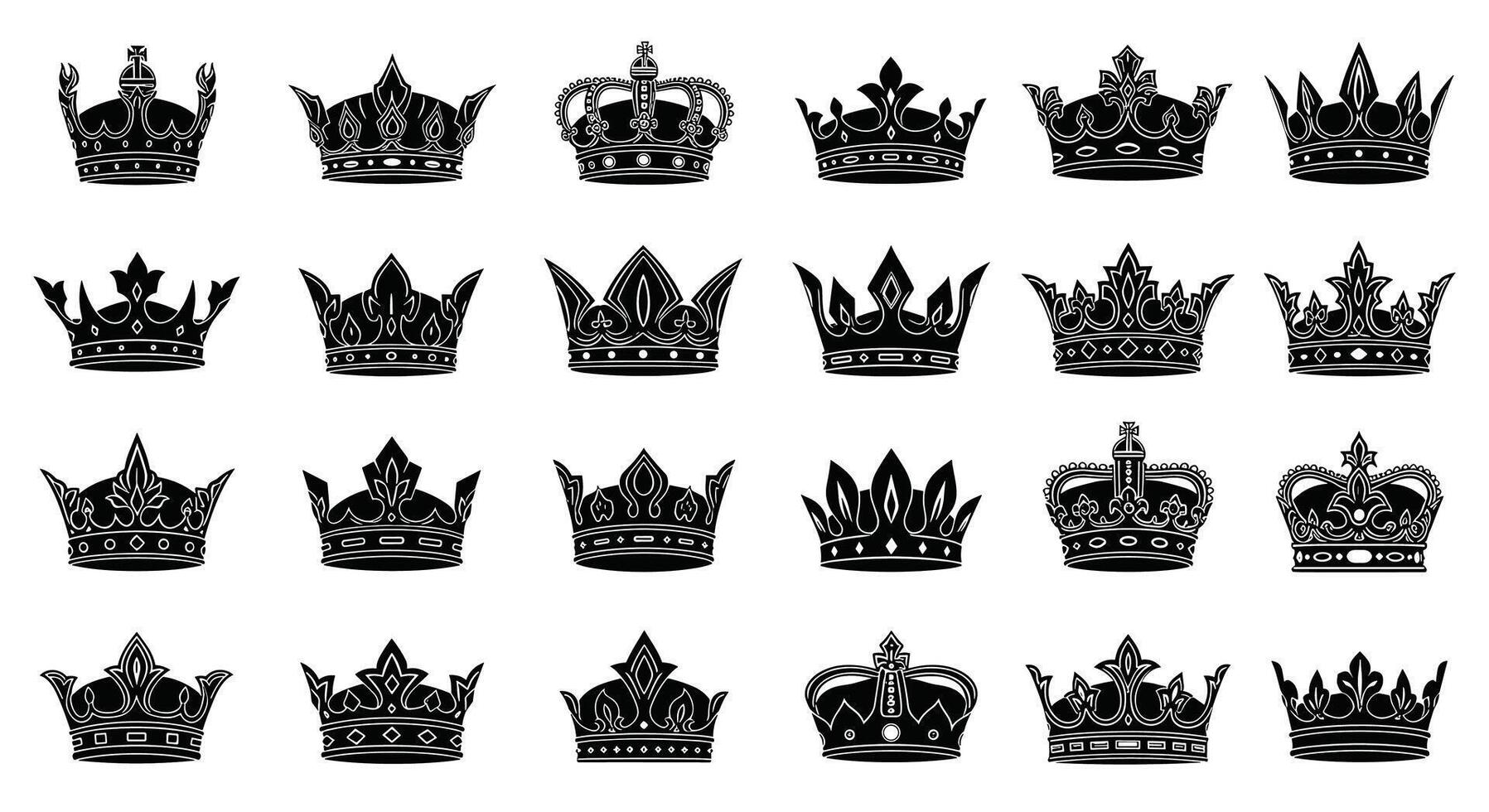 Exploring Royalty A Collection of Majestic Crowns A Symphony of Regal Emblems and Authority vector