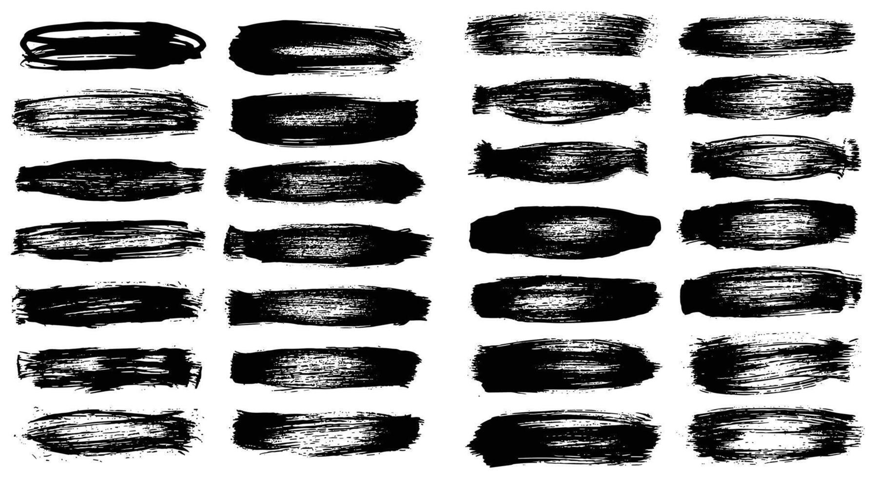 An Assortment of Black Brush Strokes Showcasing Textural Variations and Visual Painting Effects vector
