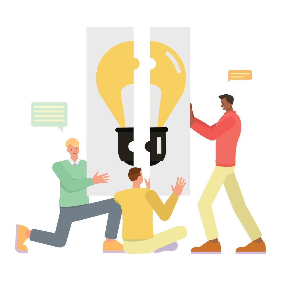 Business collaboration illustration concept. Office man character design. Business people working in office planning, thinking and economic analysis on isolated white background. vector