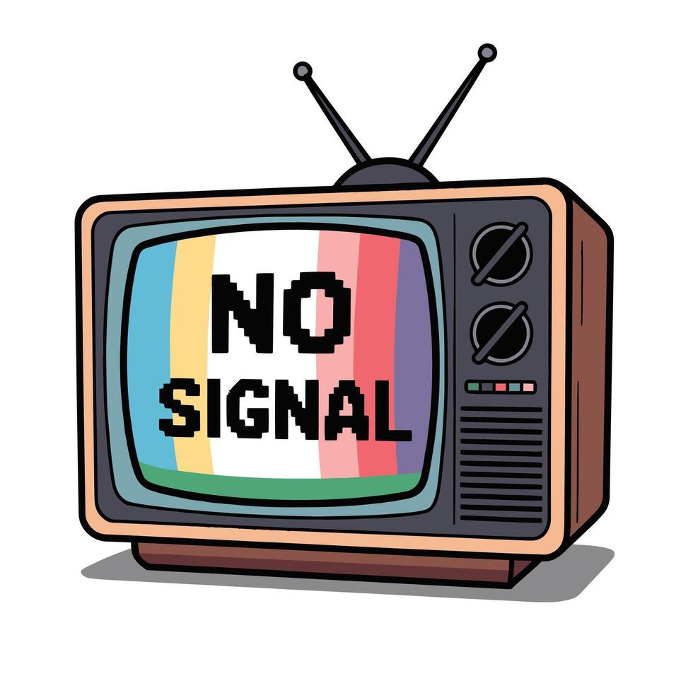 No Signal Retro TV T Shirt Design Illustration vector
